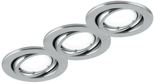 Kit 3 Faretti Incasso Cartongesso Orientabili Metallo Cromo Led 18 watt Luce Calda