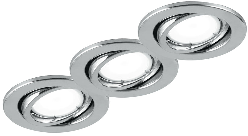 Kit 3 Faretti Incasso Cartongesso Orientabili Metallo Cromo Led 18 watt Luce Calda