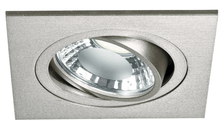 Incasso Controsoffitto Faretto Orientabile Quadrato Alluminio Silver Led 6 watt Luce Naturale