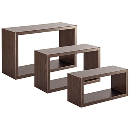 Set 3 cubi, mensole in legno "Trittico" da parete design moderno con fissaggio a scomparsa