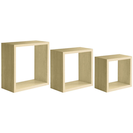 Set 3 cubi, mensole in legno "Incubo" da parete design moderno con fissaggio a scomparsa