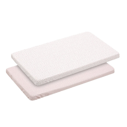 2 Lenzuolo Regolabile - Culla 50X82X10 Cm Liberty Rosa