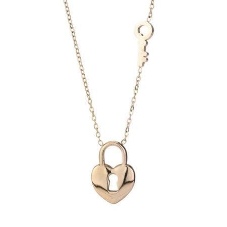 Boccadamo - Collana in acciaio placcato oro rosa con centrale a forma di lucchetto