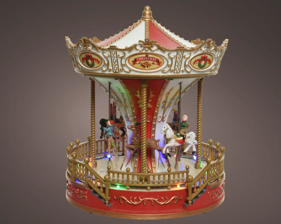 Giostra animata "Carosello" carillon con Led, decorazione da Ø 23.5 x h 28 cm