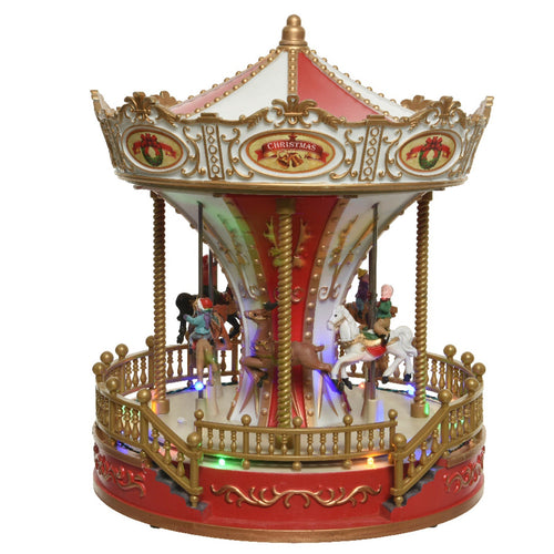 Giostra animata Carosello carillon con Led, decorazione da Ø 23.5 x h 28 cm
