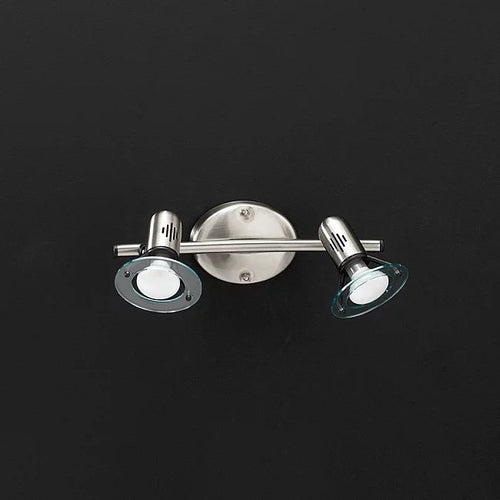Faretto Cromo Spazzolato Diffusori Orientabili 2 Luci Disco 4852CR