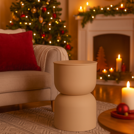 Tavolino d'appoggio forma cilindrica per decorazioni natalizie h 46 cm