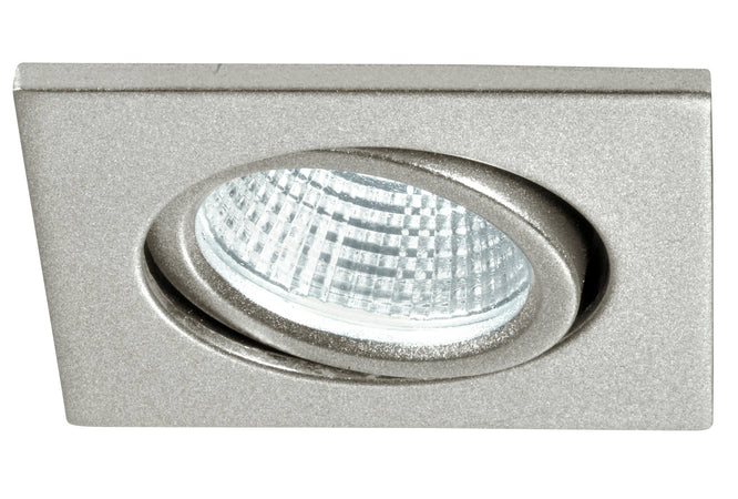 Incasso Soffitto Ribassato Faretto Orientabile Quadrato Alluminio Silver Led 3 watt 4000 kelvin