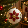 Palline per albero di Natale in vetro decorate colore bianco con glitter Ø 8 cm