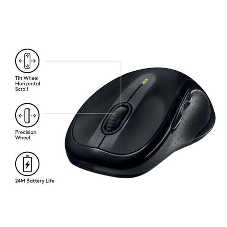 Logitech M510 - Mouse - Destrimano - Laser - 5 pulsanti - wireless - 2,4 GHz - ricevitore wireless (USB)