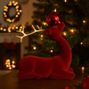 Renna decorativa in resina oro floccata rossa per decorazione natalizia