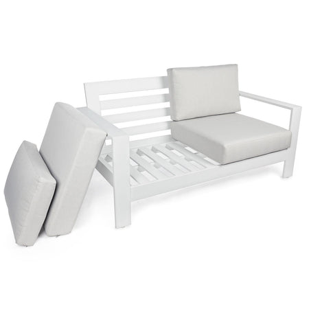 SALOTTINO ATLANTIC IN ALLUMINIO BIANCO DA GIARDINO PER ESTERNO SALOTTO VERANDA 4 PEZZI