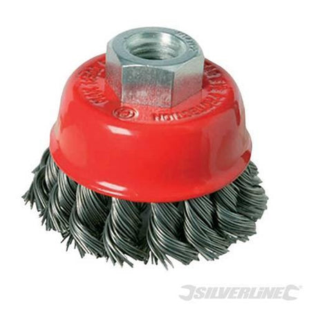 Spazzola a tazza in acciaio a filo ritorto per smerigliatrici angolari Silverline Silverline