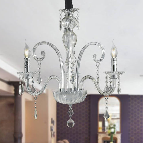 Lampadario Vetro Pendagli Cristallo K9 Sospensione Classica E14