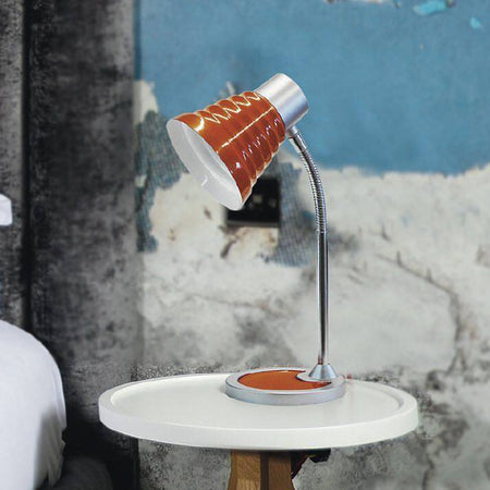 Lampada da Lettura Orientabile paralume Plastica Arancio base Metallo Moderna E14