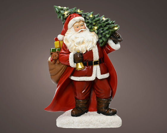 Statuetta di Babbo Natale in poliresina con Led, decorazione per interno , h 38.5 cm