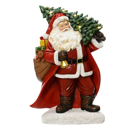 Statuetta di Babbo Natale in poliresina con Led, decorazione per interno , h 38.5 cm