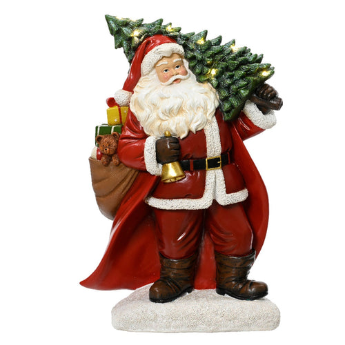 Statuetta di Babbo Natale in poliresina con Led, decorazione per interno , h 38.5 cm