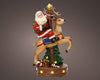 Statuetta di Babbo Natale con renna in poliresina con Led, decorazione per interno , h 33.5 cm