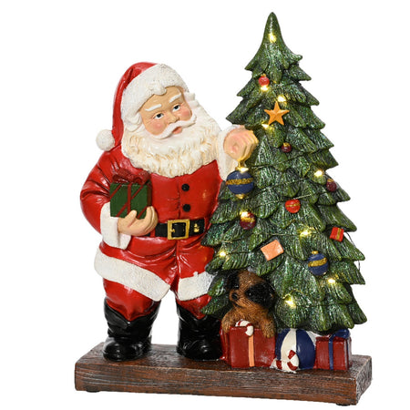 Statuetta di Babbo Natale in poliresina con Led, decorazione per interno , h 30 cm