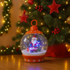 Palla di neve in plastica con luci movimento e neve con musica decorazione natalizia
