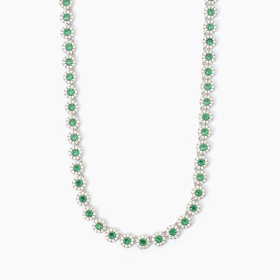 Mabina - Girocollo tennis in argento con smeraldi e zirconi