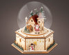 Scenario natalizio con Babbo natale e casetta in compensato con Led, da 17.5 cm