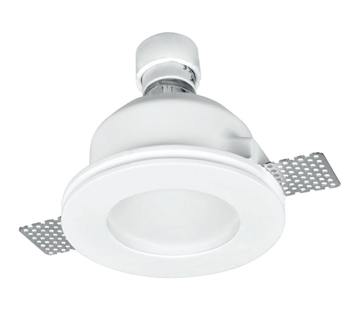 Faretto a Incasso Scomparsa Controsoffitto Tondo Gesso Verniciabile diffusore Vetro GU10