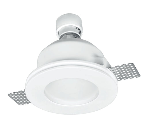 Faretto a Incasso Scomparsa Controsoffitto Tondo Gesso Verniciabile diffusore Vetro GU10