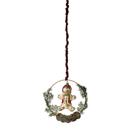 Pendaglio decorazione per albero di natale con babbo natale e omino di pan di zenzero