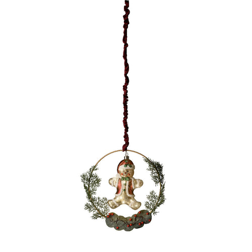 Pendaglio decorazione per albero di natale con babbo natale e omino di pan di zenzero