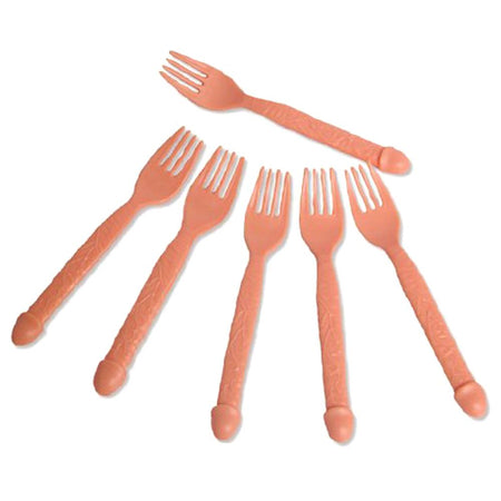 FORCHETTE SEXY IN PLASTICA CON IMPUGNATURA A FORMA DI PENE IN CONFEZIONE 6 PZ CIRCA 16 CM GADGET PER ADULTI ADDIO AL NUBILATO CELIBATO