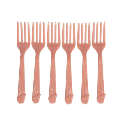 FORCHETTE SEXY IN PLASTICA CON IMPUGNATURA A FORMA DI PENE IN CONFEZIONE 6 PZ CIRCA 16 CM GADGET PER ADULTI ADDIO AL NUBILATO CELIBATO