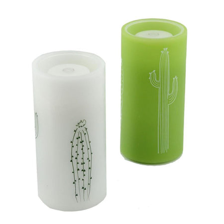 Candela led con cactus colorazione bianca luce calda h 20 cm con telecomando timer
