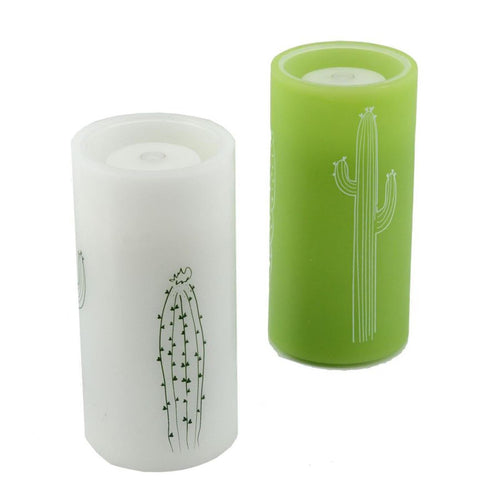 Candela led con cactus colorazione bianca luce calda h 20 cm con telecomando timer