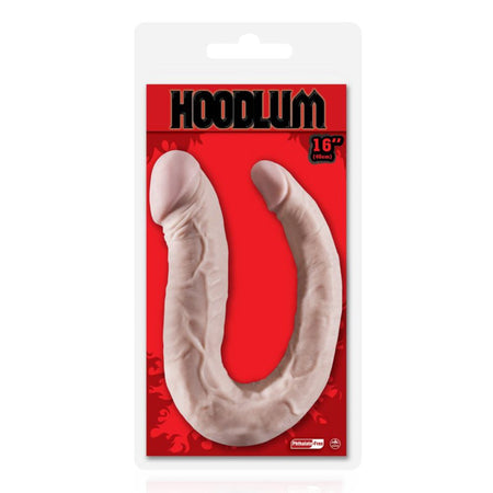 Fallo dildo realistico doppio anale vaginale flessibile forma U-shaped dong 41cm rosa carne