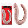 Fallo dildo realistico doppio anale vaginale flessibile forma U-shaped dong 41cm rosa carne