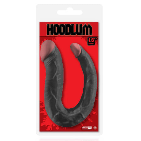 Fallo dildo realistico doppio anale vaginale flessibile forma U-shaped dong 41cm nero