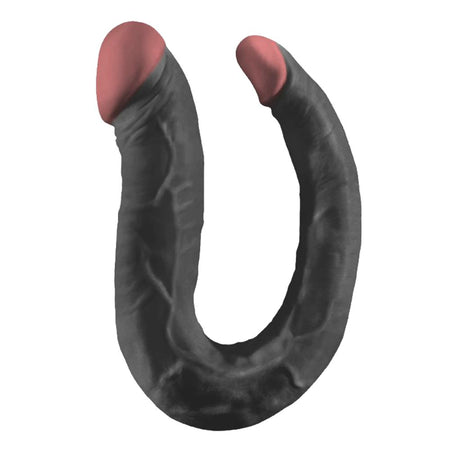 Fallo dildo realistico doppio anale vaginale flessibile forma U-shaped dong 41cm nero