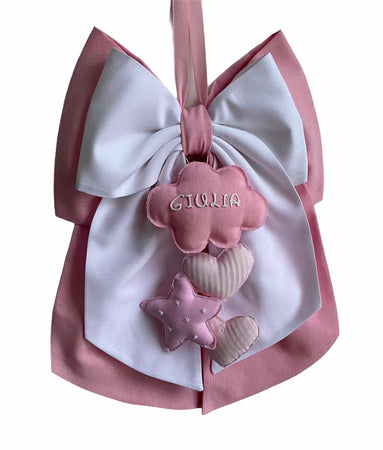 Fiocco nascita in cotone personalizzabile fatto a mano 35 x h 40 cm "Made in Italy"