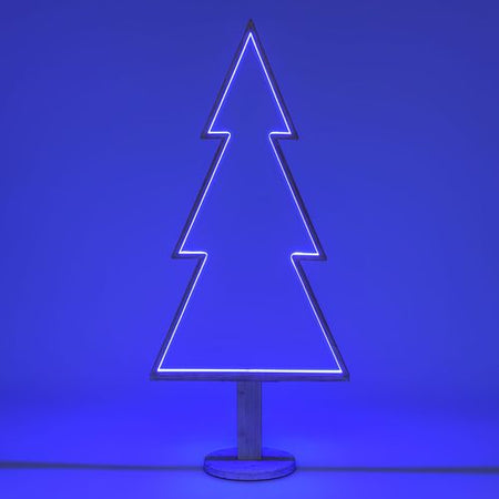 Abete triangolare luminoso con led multicolor e base in legno decorazione natalizia