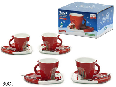 Tazza 30cl Con Piattino a Cuore in Porcellana