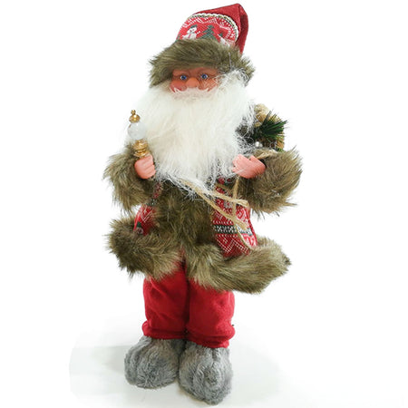 Babbo natale pupazzo tessuto statuetta h 40 cm decorazione natalizia in movimento