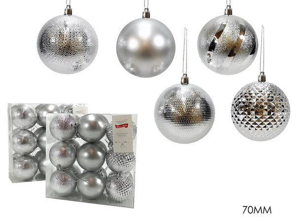 Set 18 palle 70mm silver 2ass.