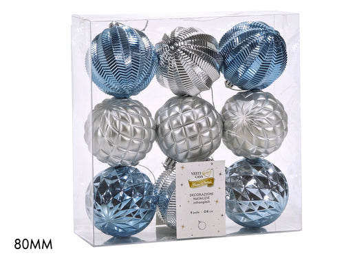 Set 9 Palle 80mm Celeste/silver