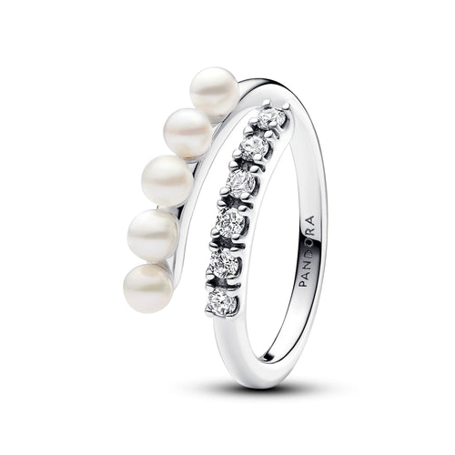 Pandora - Anello Intreccio con Perle d’Acqua Dolce Coltivate e Pavè
