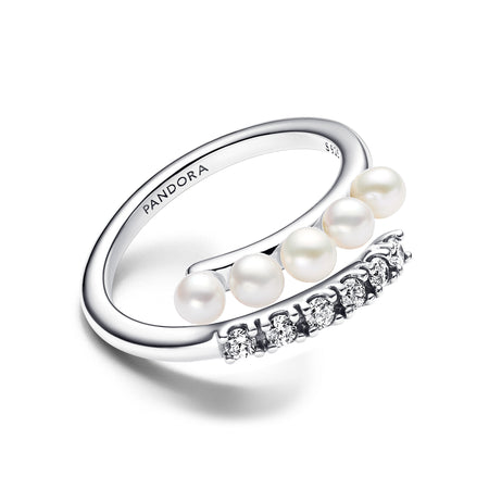 Pandora - Anello Intreccio con Perle d’Acqua Dolce Coltivate e Pavè