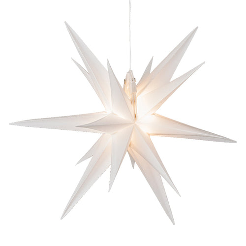 Pendente natalizio a forma di stella, colore bianco, con Led, decorazione natalizia