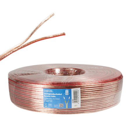 Cavo Audio per diffusori acustici Trasparente 1,5 mm matassa 100m