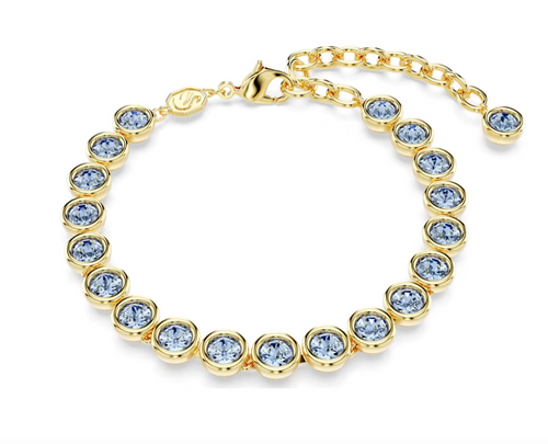 Swarovski - Bracciale Imber Tennis Taglio tondo, Blu, Placcato color oro